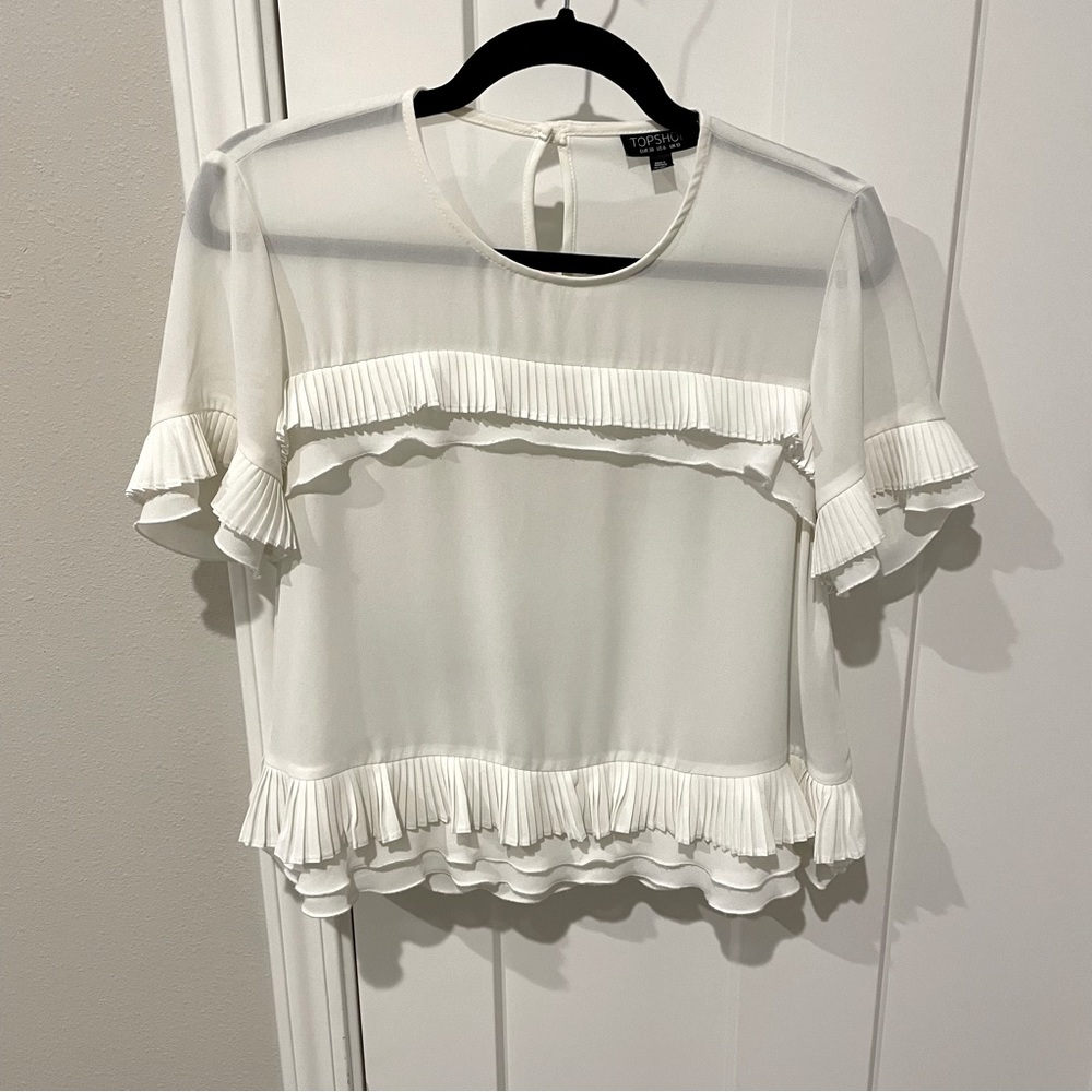 Topshop | Tiered ruffle/pleated top US 6